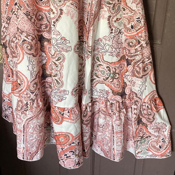 Faux Wrap sx 8/10L Pink/Orange Paisley multi color Maxi Dress - Picture 4 of 13